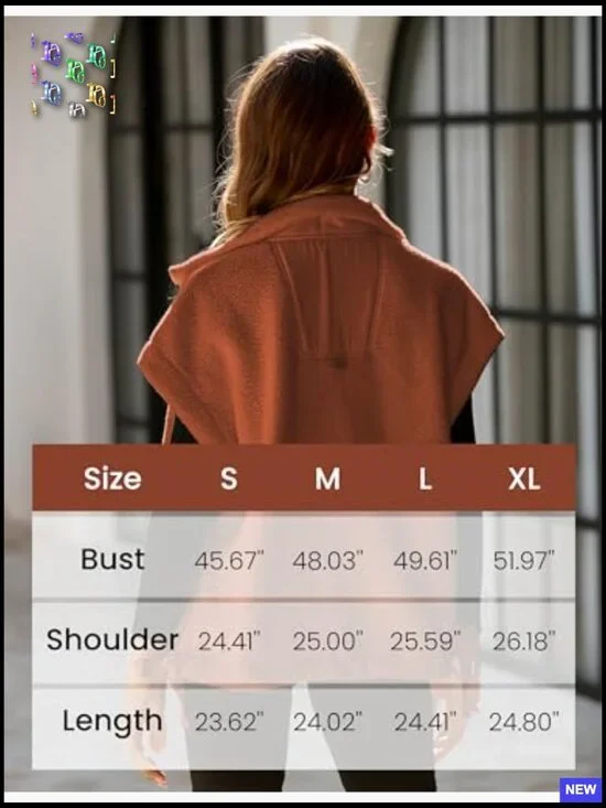 Oversized Fleece Vest Sherpa Jacket Sleeveless Button Down Casual Outerwear - Picture 5 of 7